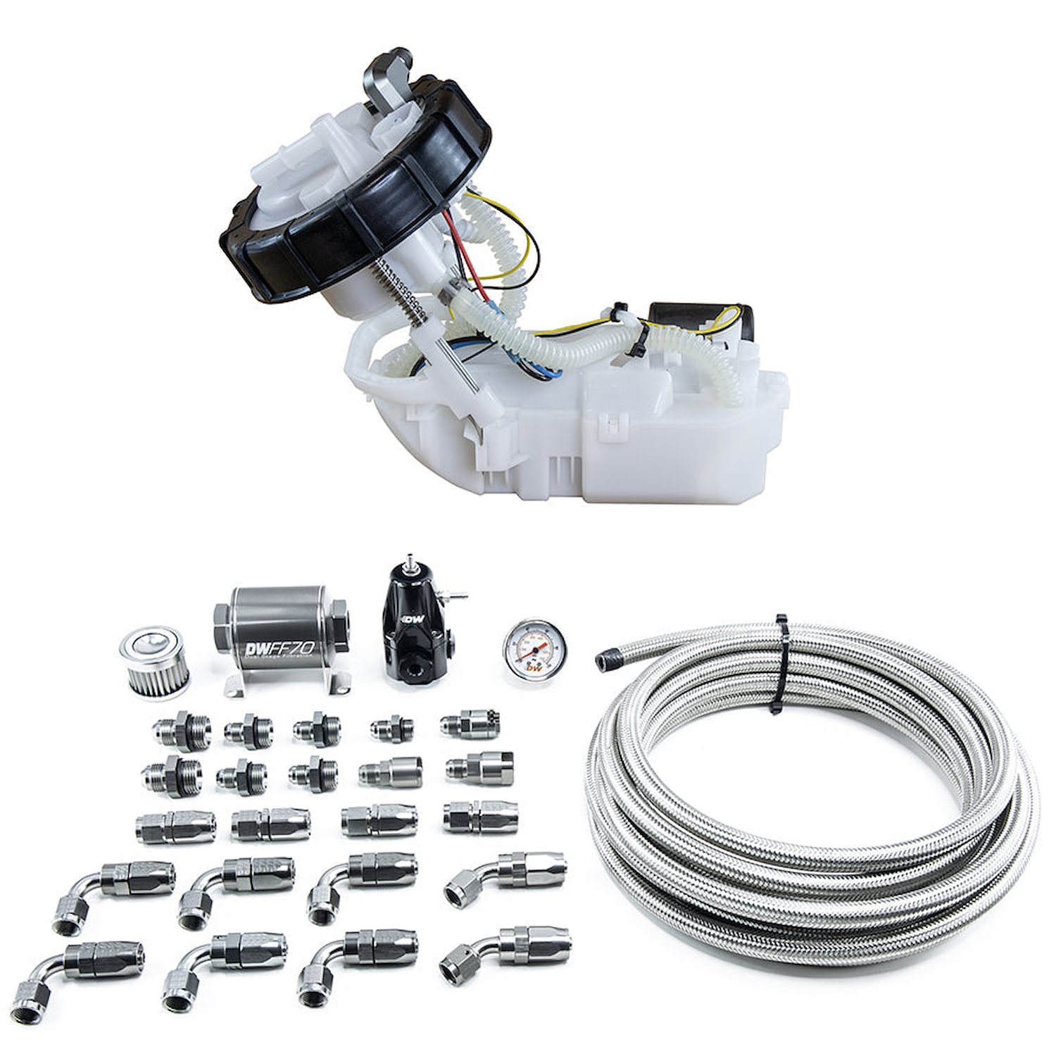 94016077040 DW400 Pump Module + Return Kit SS CPE for 7th Gen 2001-05 Honda Civic and 2002-06 Acura RSX