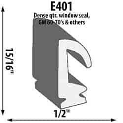 Quarter Window Seal Extrusion Height: 15/16"