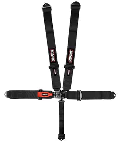 Latch & Link System 5-Point Individual Harness 55" Lap Belt Pull-Down Lap Belt Adjusters Black Hardware