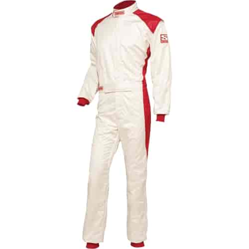 HPD-1 Racing Suit 1-Piece White/Red Medium SFI 3.2A/5