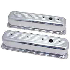 Polished Aluminum Valve Covers 1987-1995 Small Block Chevy (Centerbolt) Tall Ball Milled