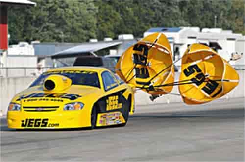 Pro-Stock JEGS Parachute Yellow Canopy with Black JEGS Logo (printed on outside of canopy only)