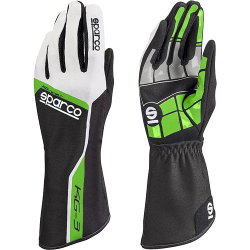 Sparco 00255305VF: Track KG-3 Kart Gloves Black/Green - JEGS