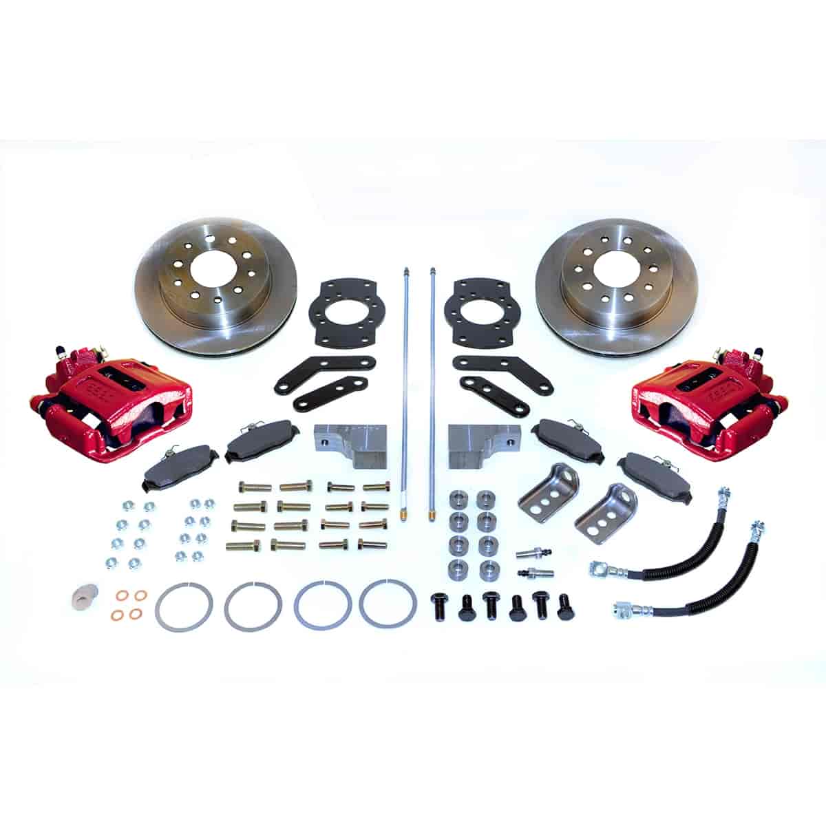 Single Piston Rear Disc Brake Conversion Kit For GM 10- & 12-Bolt Non-staggered Shocks & C-clip or Non C-clip Axles
