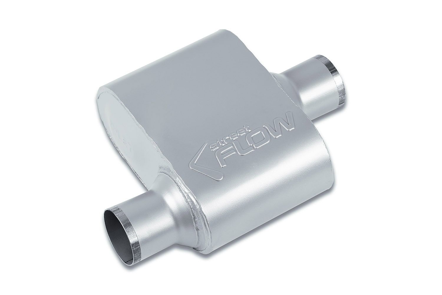 Street-Series Street Flow Muffler, 1-Chamber Inlet/Outlet: 2.500 in., Offset In/Center Out [Satin Finish]