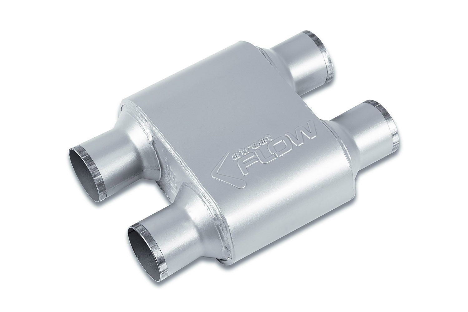 Street-Series Street Flow Muffler, 1-Chamber Inlet/Outlet: 2.500 in. Dual In/Dual Out [Satin Finish]