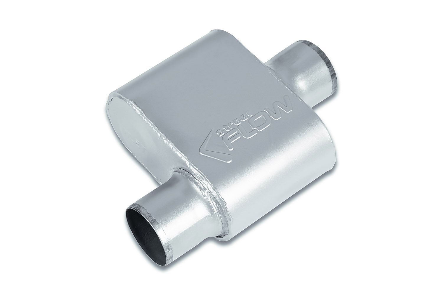 Street-Series Street Flow Muffler, 1-Chamber, Inlet/Outlet: 3 in., Offset In/Center Out [Satin Finish]