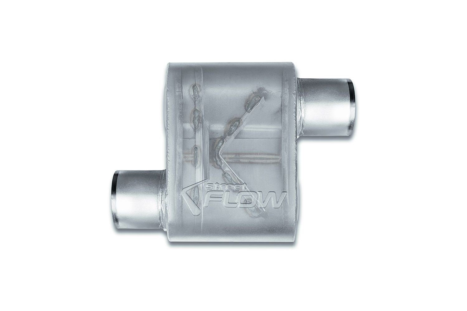 Street-Series Street Flow Muffler, 1-Chamber, Inlet/Outlet: 3 in., Offset In/Offset Out [Satin Finish]