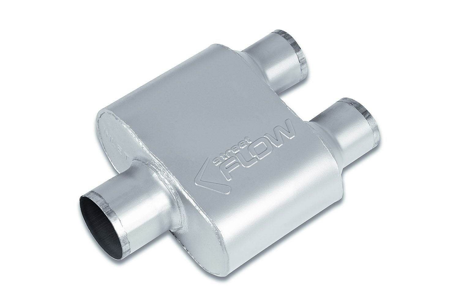 Street-Series Street Flow Muffler, 1-Chamber, Inlet/Outlet: 3 in./2.500 in., Center In/Dual Out [Satin Finish]