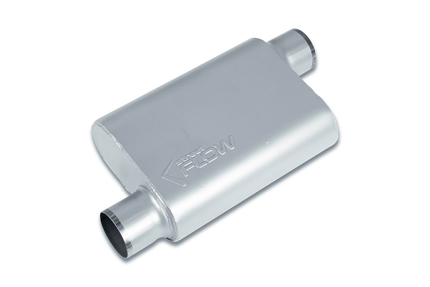 Street-Series Street Flow Muffler, 2-Chamber, Inlet/Outlet: 3 in., Offset In/Offset Out [Satin Finish]