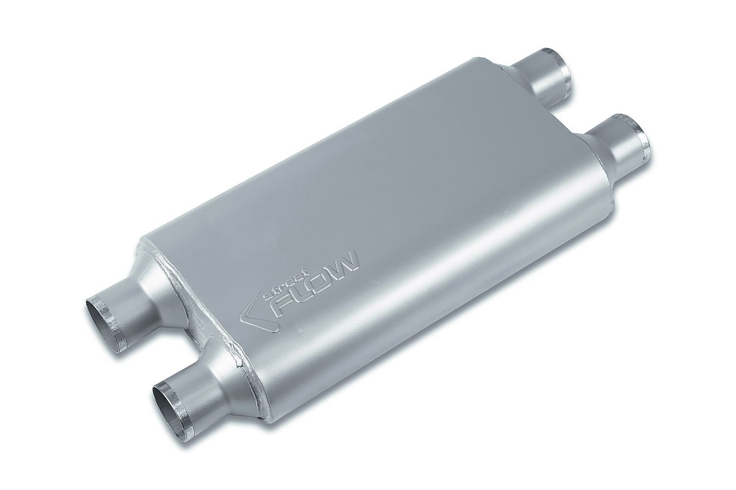 Street-Series Street Flow Muffler, 3-Chamber, Inlet/Outlet: 2.250 in., Dual In/Dual Out [Satin Finish]