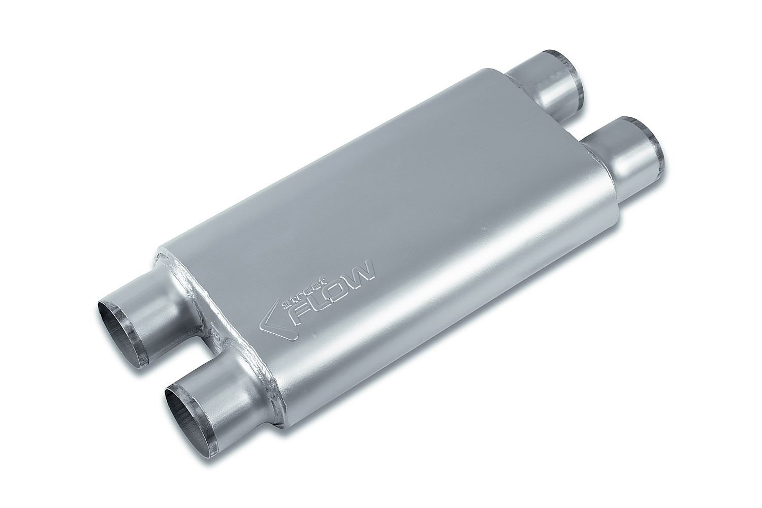 Street-Series Street Flow Muffler, 3-Chamber, Inlet/Outlet: 3 in., Dual In/Dual Out [Satin Finish]
