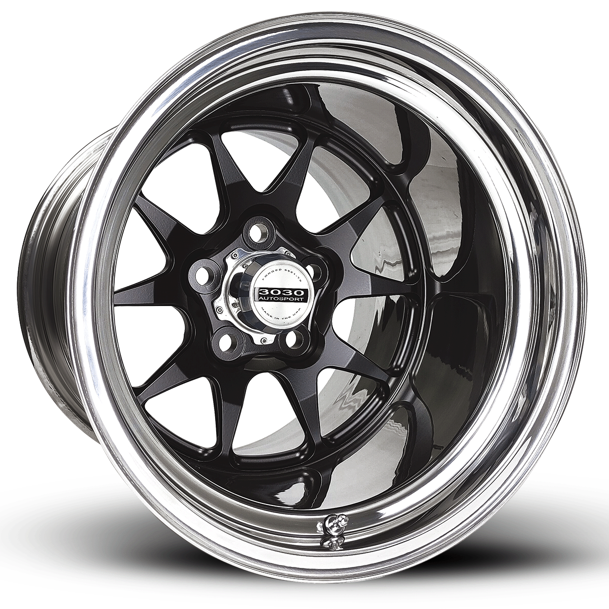 MACH-10 Non-Beadlock Wheel, Size: 15x6", Bolt Pattern: 5x4.75", Backspace: 3.500" [Black/Polished]