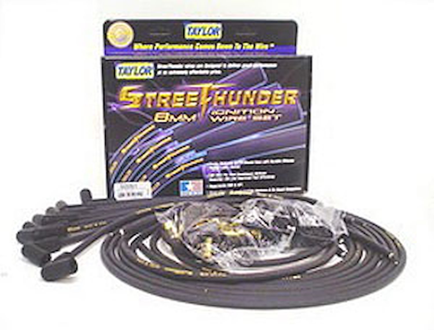 8mm Street Thunder Ignition Wire Set Custom Fit 4 cyl. Black