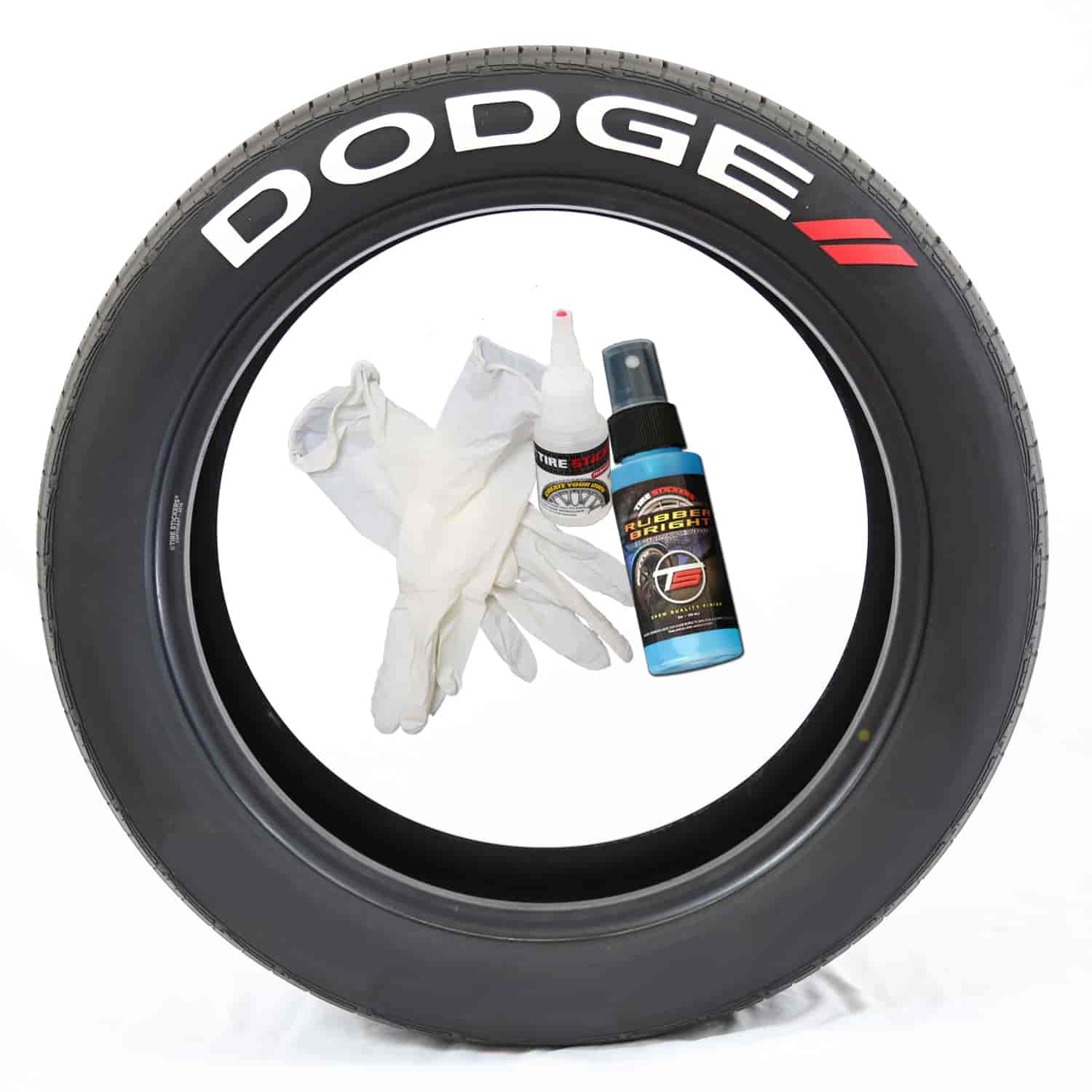 Dodge with Red Dashes Tire Lettering Kit