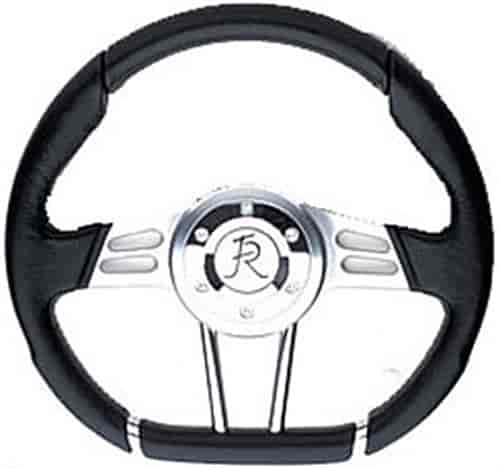 D-Shaped Steering Wheel Black Leather Wrap