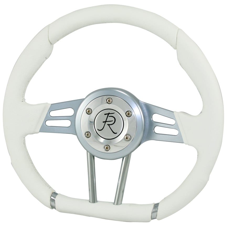 D-Shaped Steering Wheel White Leather Wrap