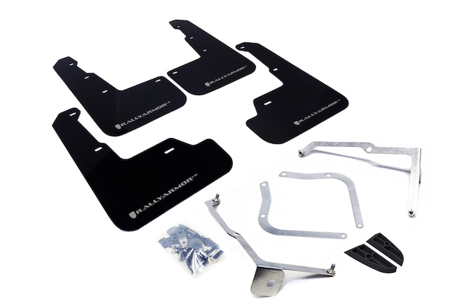 MF32URBLKSIL Mud Flap Kit for 2015-2019 Subaru WRX Sedan / 2015-2019 Subaru STI Sedan - Silver Logo