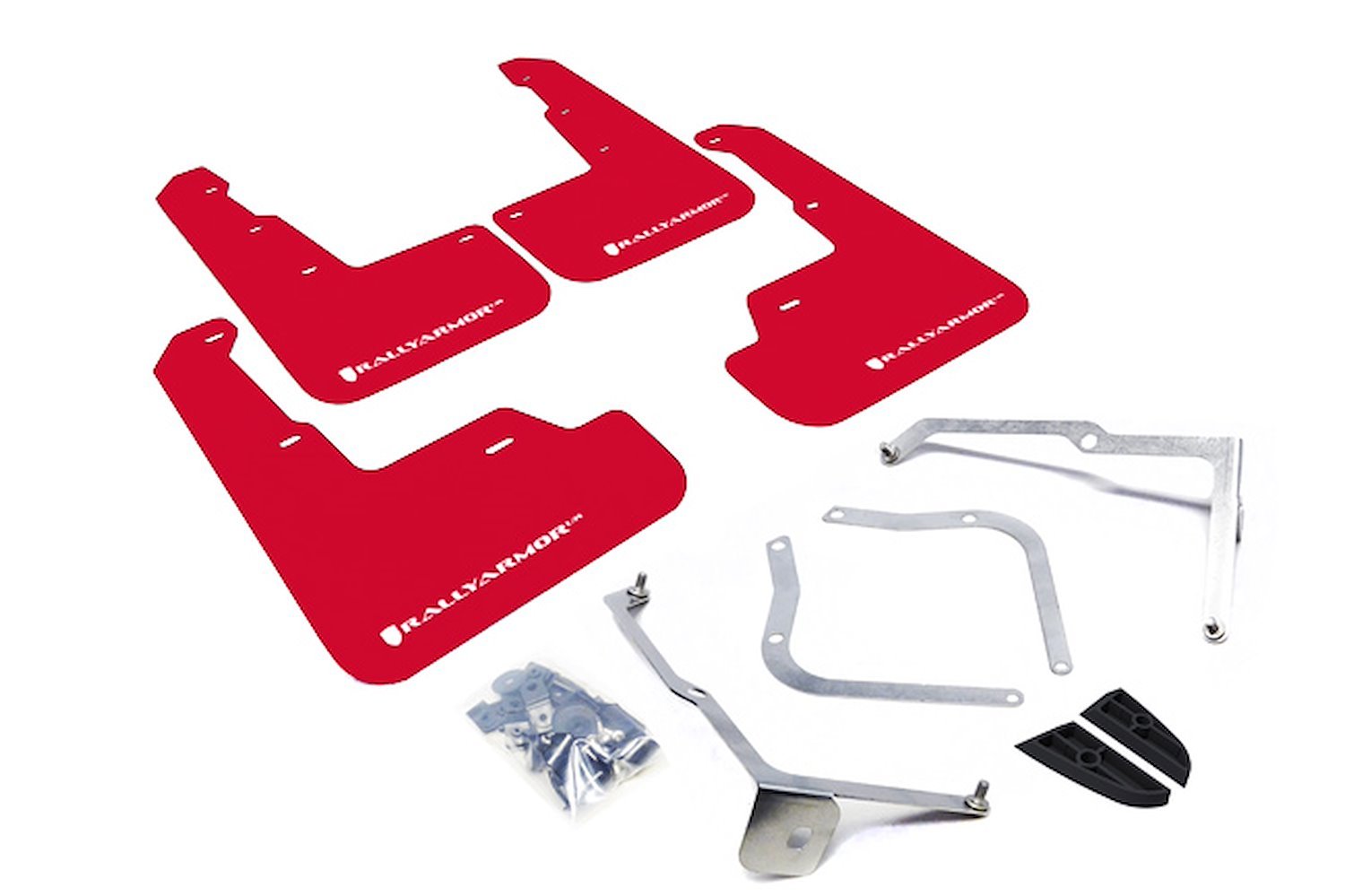 MF32URRDWH Mud Flap Kit for 2015-2019 Subaru WRX Sedan / 2015-2019 Subaru STI Sedan - Red Mud Flap/White Logo