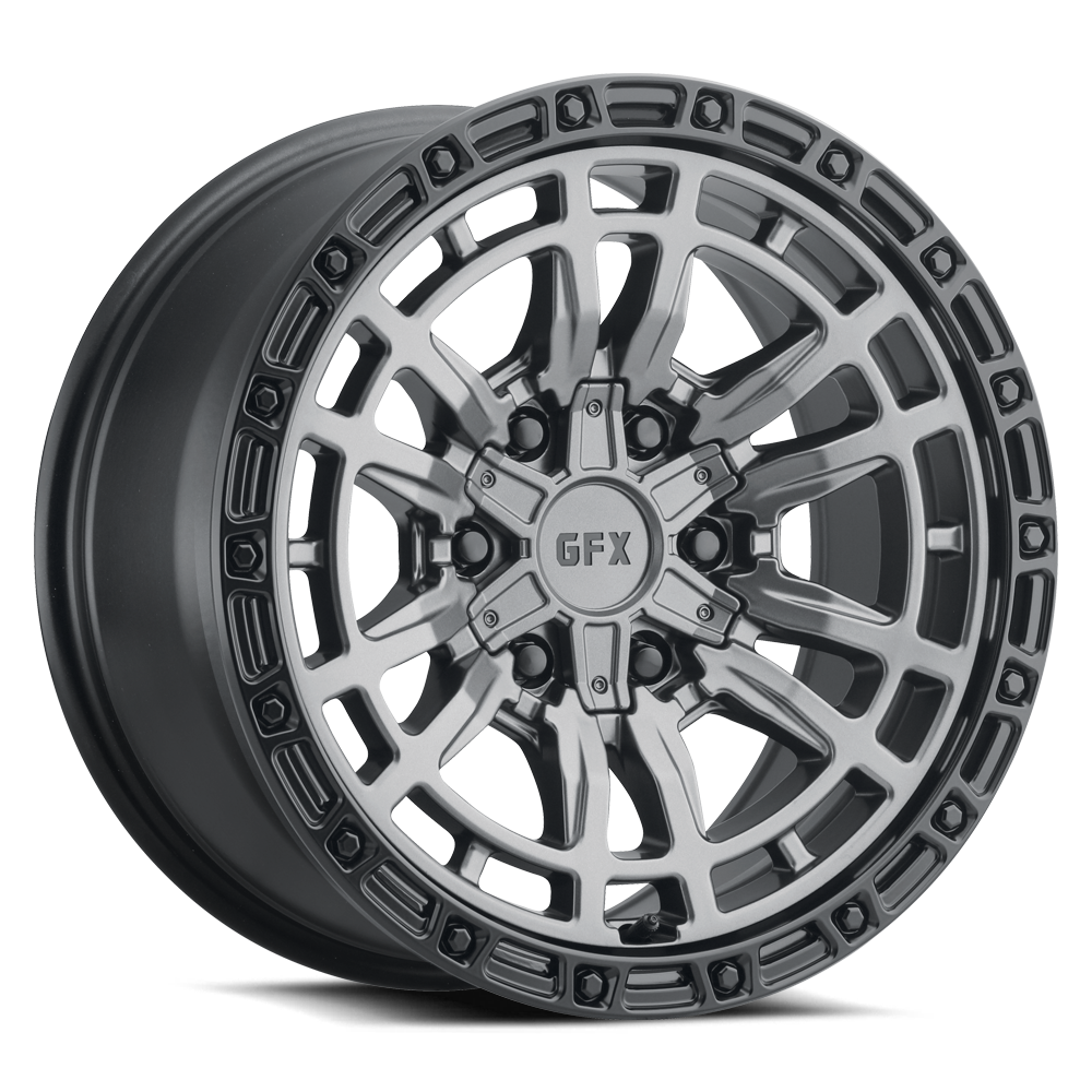 G-FX T24 790-6009-12 GRB TR-24 Wheel [Size: 17" x 9"] Finish: Matte Grey w/Matte Black Lip