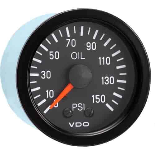 Vision Black 150 PSI Mechanical Oil Pressure Gauge with Tubing Kit and Metric Thread Adapters 12V