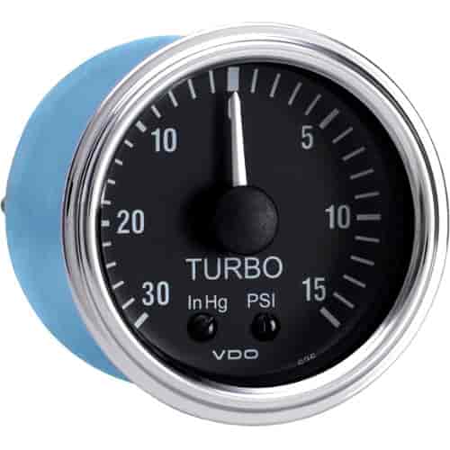 Series 1 30 HG-15 PSI Mechanical Turbo Gauge with Tubing Kit and US Thread Adapters