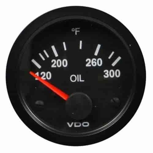 Vision Black 300 F Oil Temperature Gauge with VDO Sender and US Thread Adapters 12V