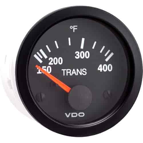 Vision Black 400 F Transmission Temperature Gauge with VDO Sender and Metric Thread Adapters 12V