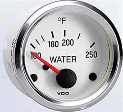 Cockpit White / Chrome 250 F Water Temperature Gauge with VDO Sender and US Thread Adapters