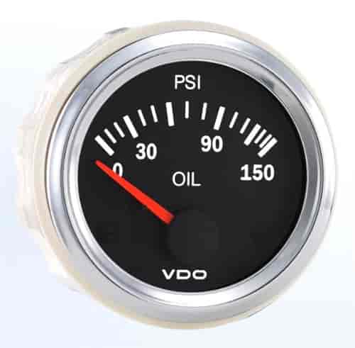 Vision Chrome 150 PSI Oil Pressure Gauge Use with VDO Sender 12V