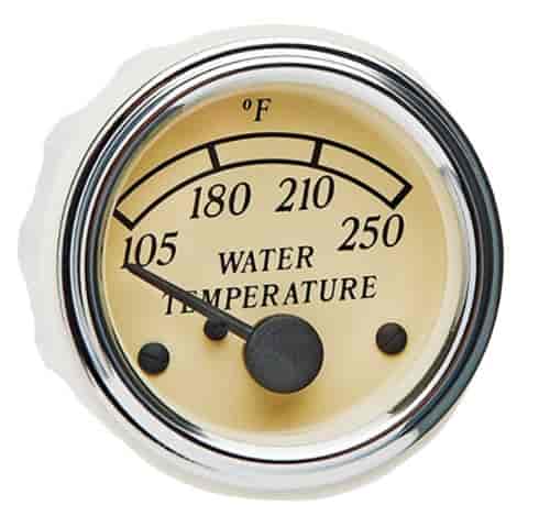 Heritage Chrome 250 F Water Temperature Gauge with VDO Sender and US Thread Adapters