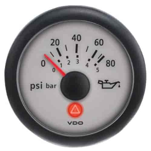 Viewline Sterling 80 PSI/5 bar Oil Pressure Gauge 12V and Sender Kit Metric Thread Adapters
