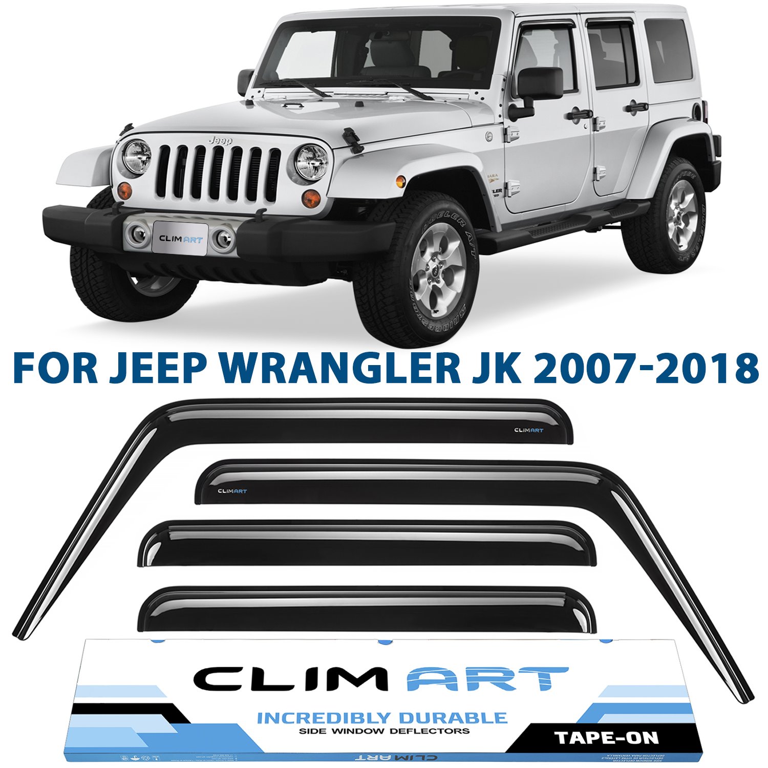 CLIM ART Side Window Deflectors for 2007-2018 Jeep Wrangler 4-Door