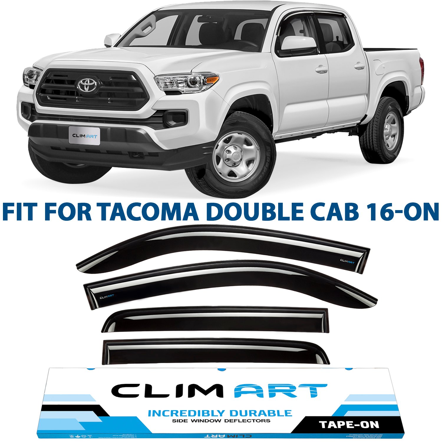 CLIM ART Side Window Deflectors Fits Select Toyota Tacoma Double Cab
