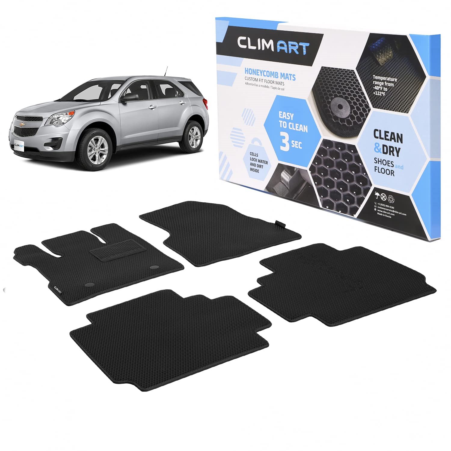 CLIM ART Honeycomb Custom Fit Floor Mats For 2011-2017 Chevrolet Equinox/GMC Terrain