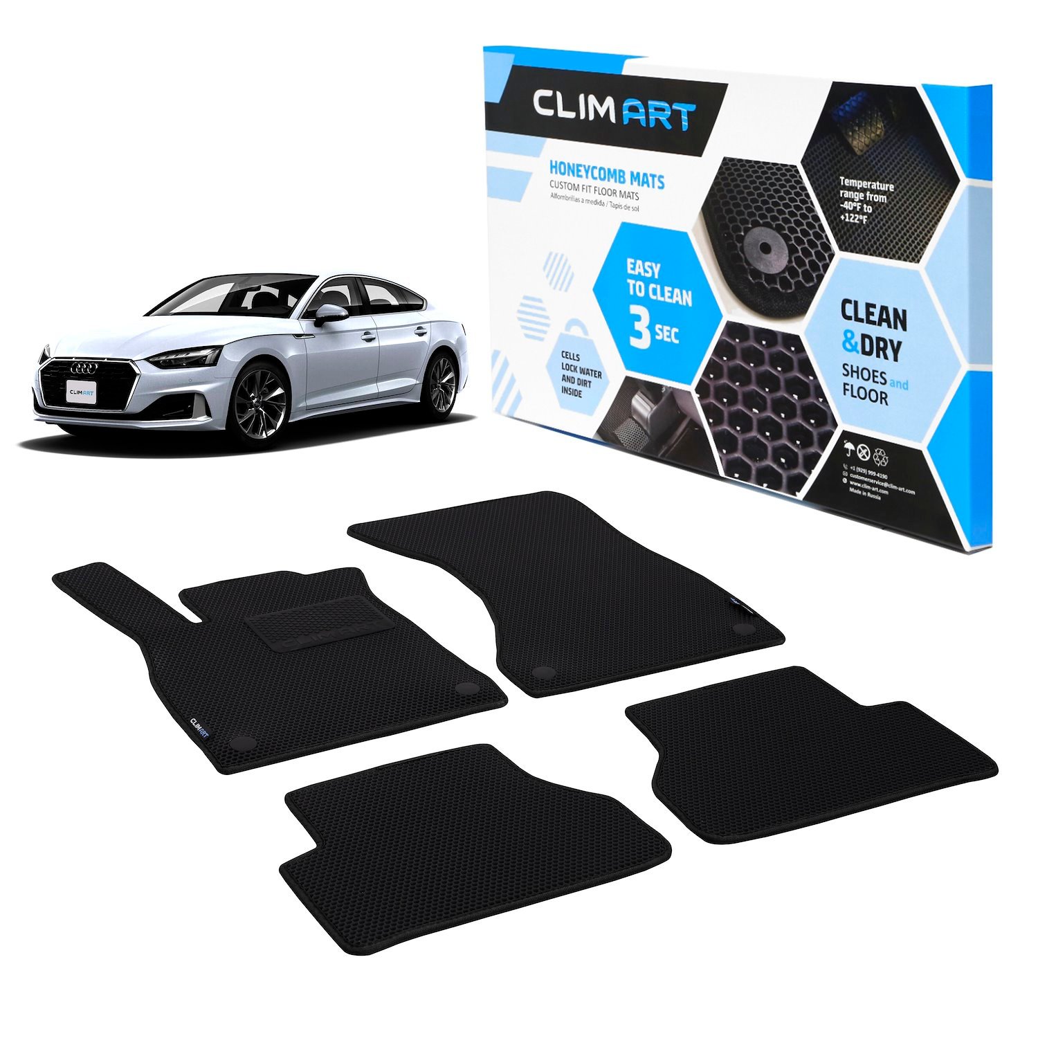 CLIM ART Honeycomb Custom Fit Floor Mats Fits Select Audi A5 Sportback