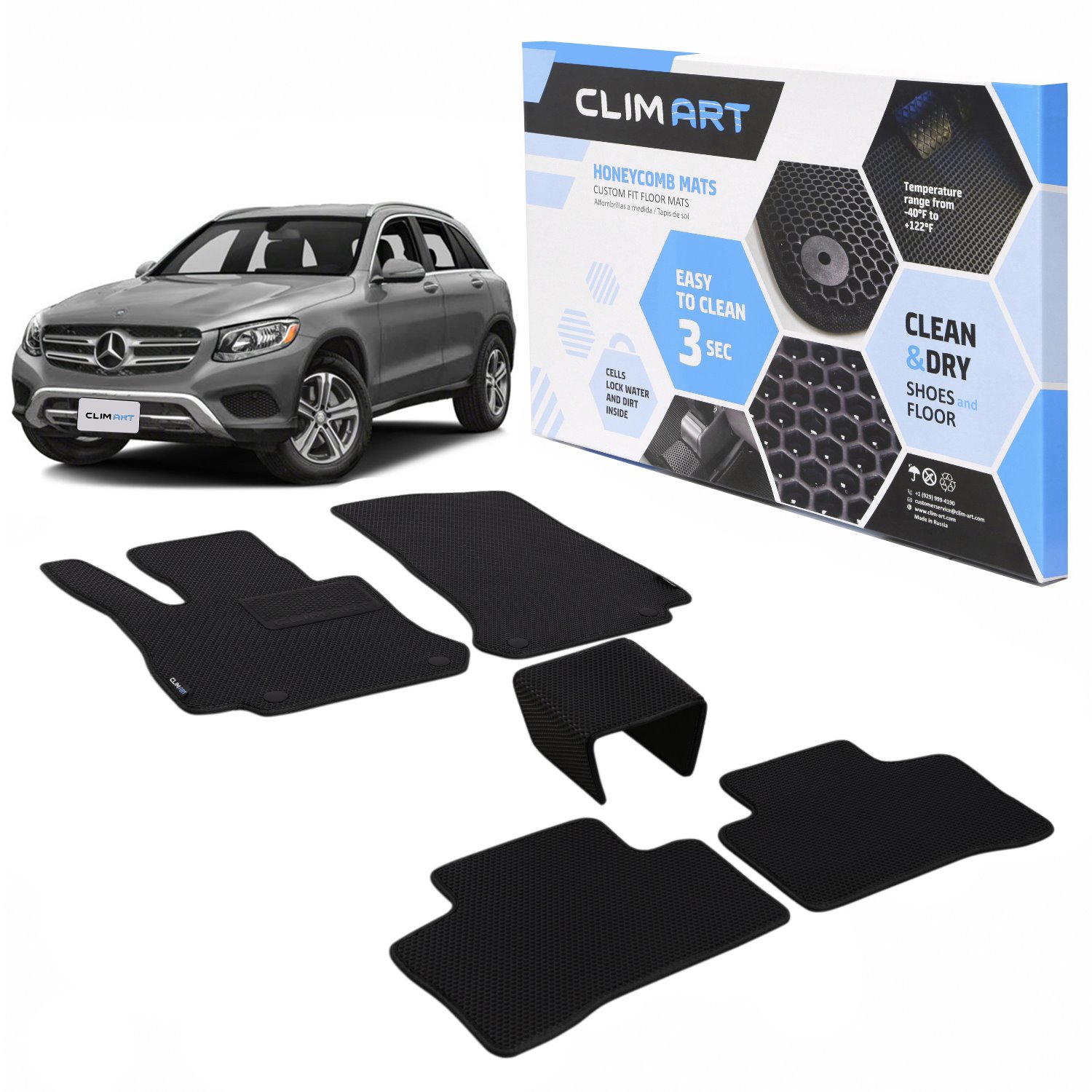 CLIM ART Honeycomb Custom Fit Floor Mats Fits Select Mercedes GLC-Class