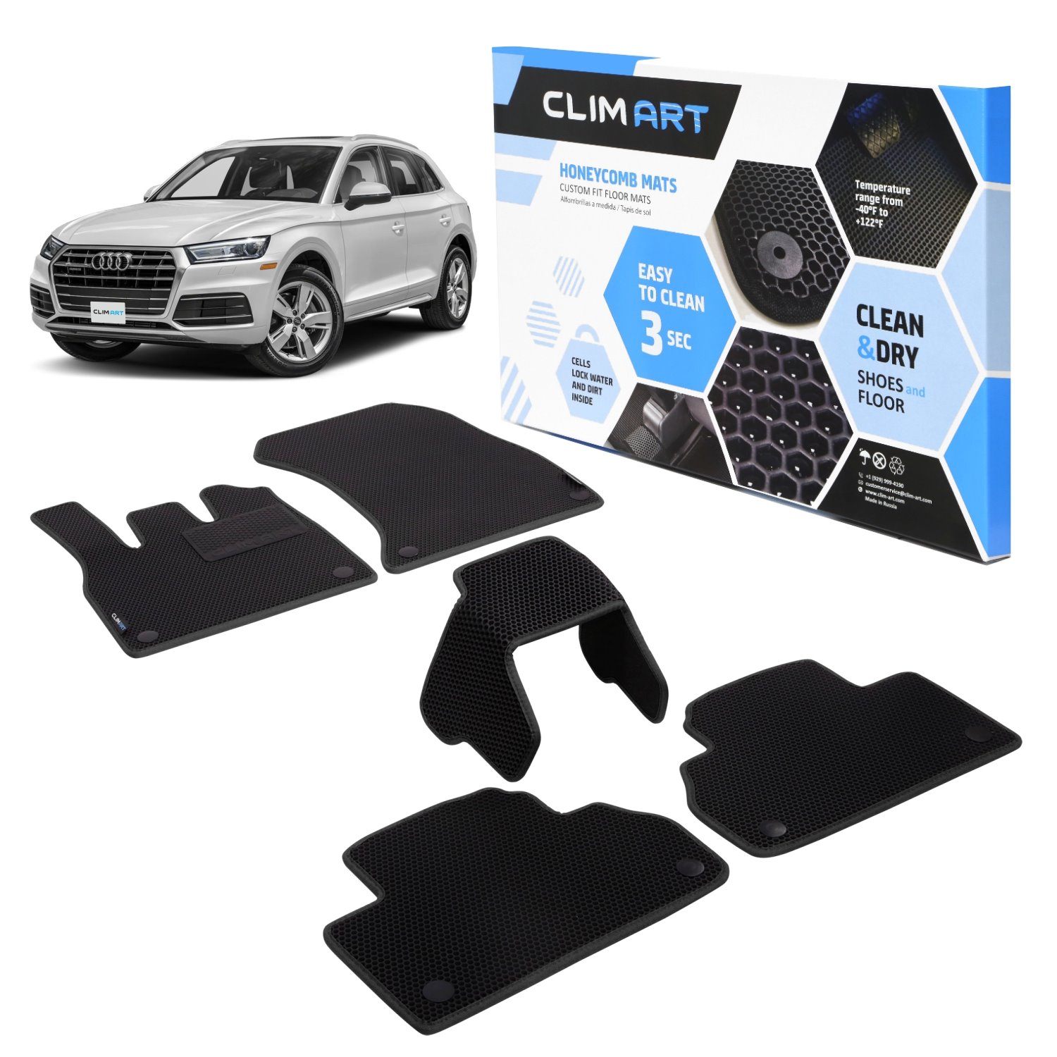 CLIM ART Honeycomb Custom Fit Floor Mats Fits Select Audi Q5