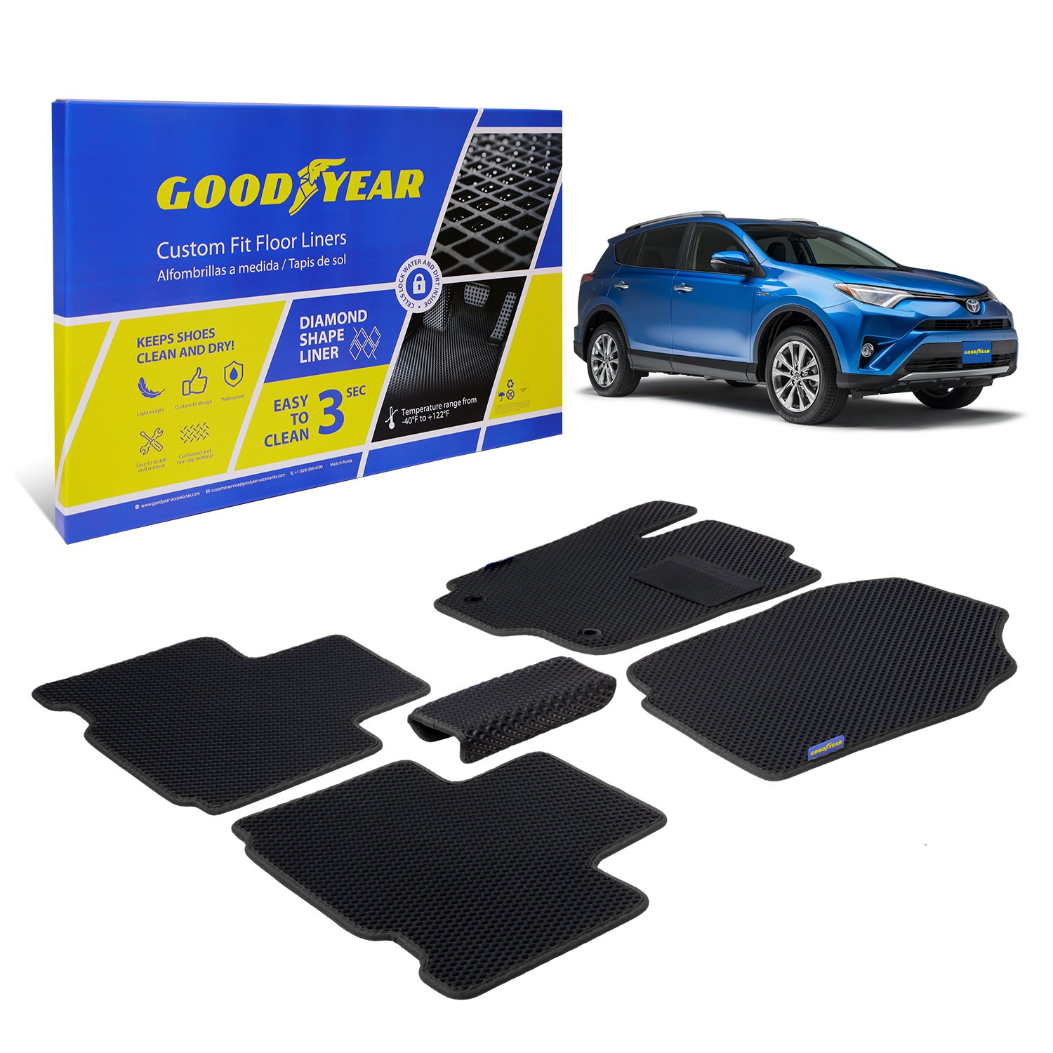 Goodyear Custom-Fit Floor Liners for 2013-2018 Toyota RAV4