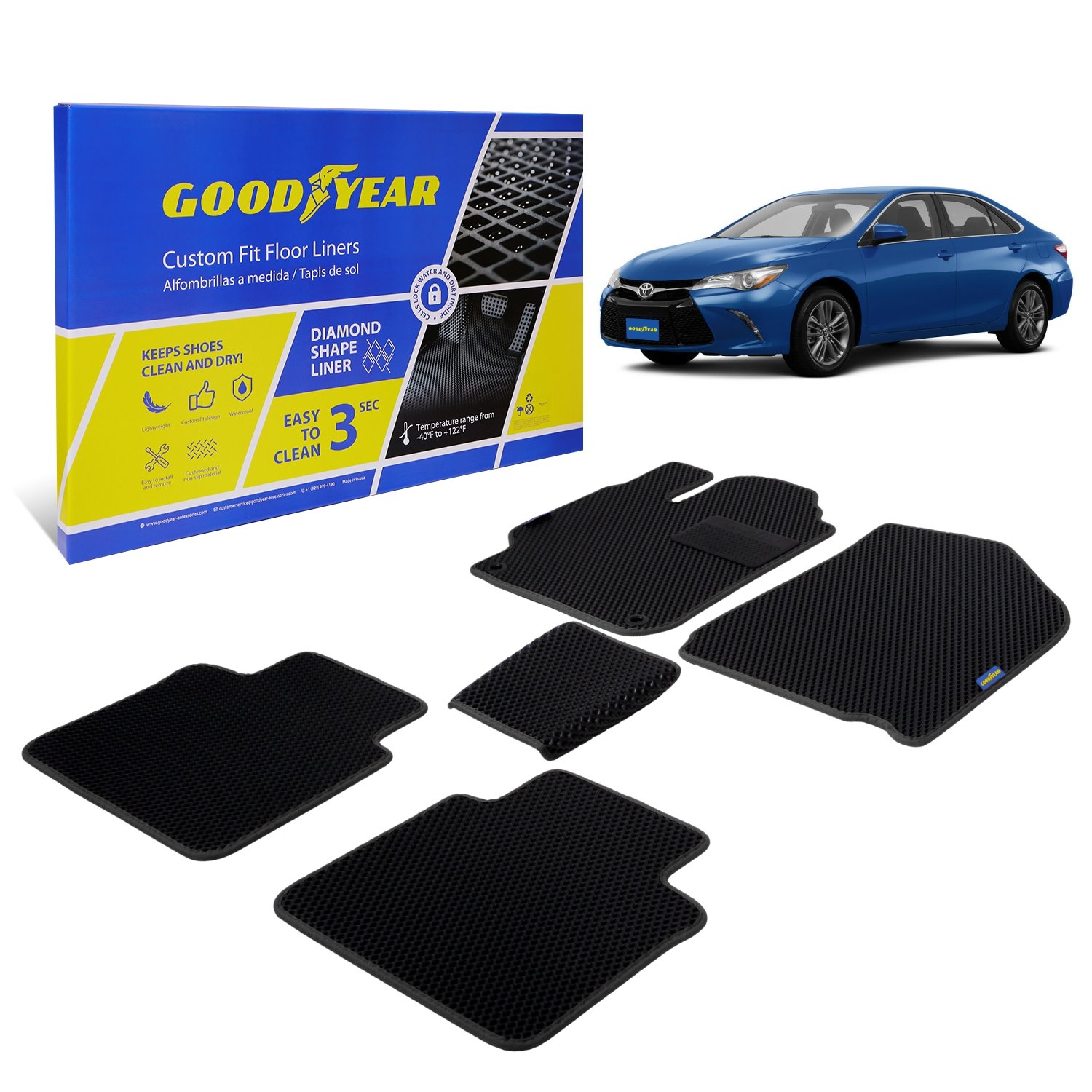Goodyear Custom-Fit Floor Liners for 2015-2017 Toyota Camry