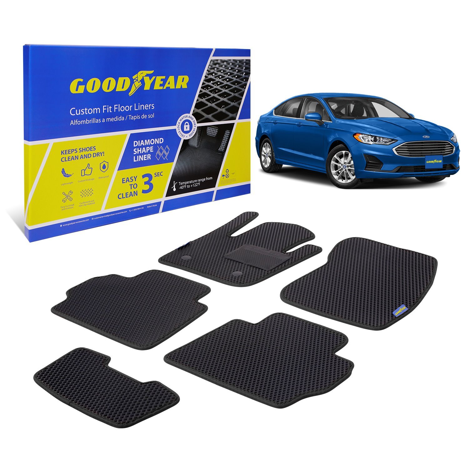 Goodyear Custom-Fit Floor Liners for 2013-2016 Ford Fusion