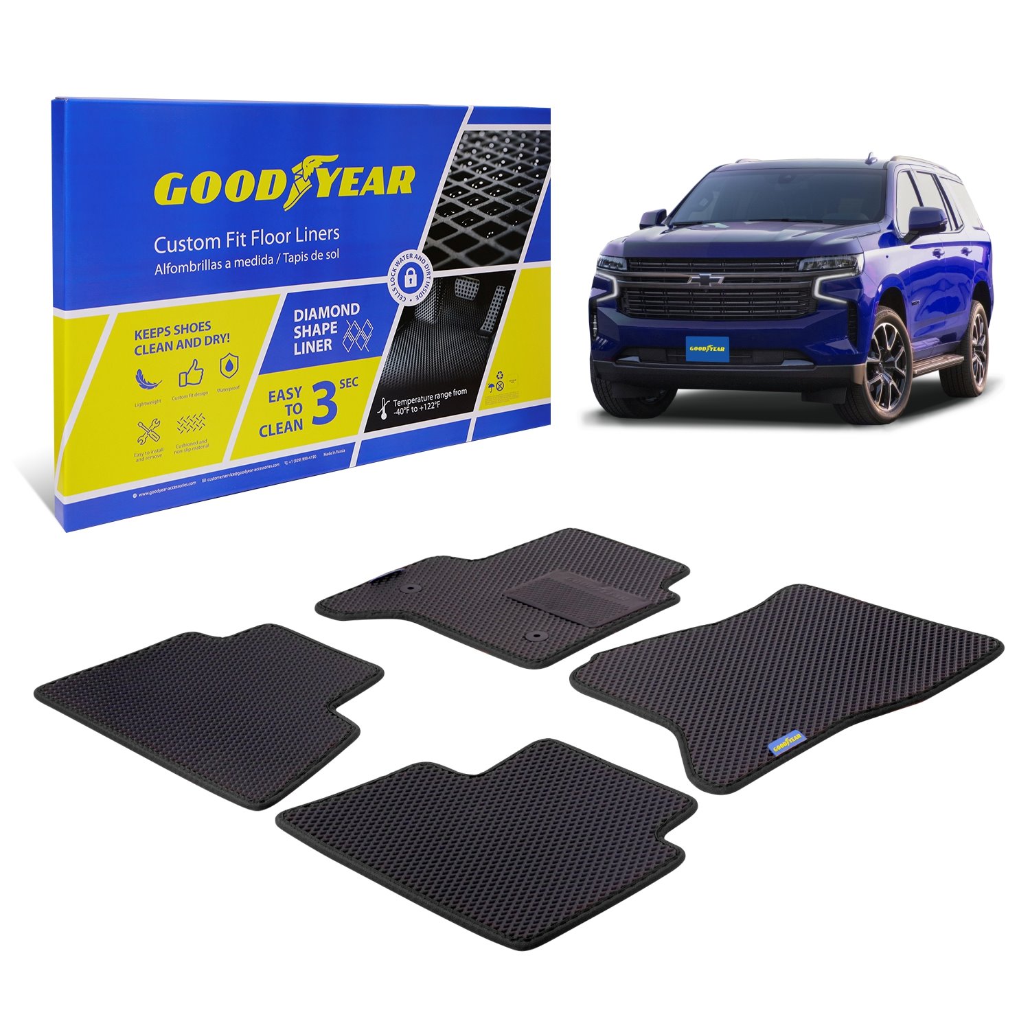Goodyear Custom-Fit Floor Liners for 2015-2020 Chevrolet Tahoe
