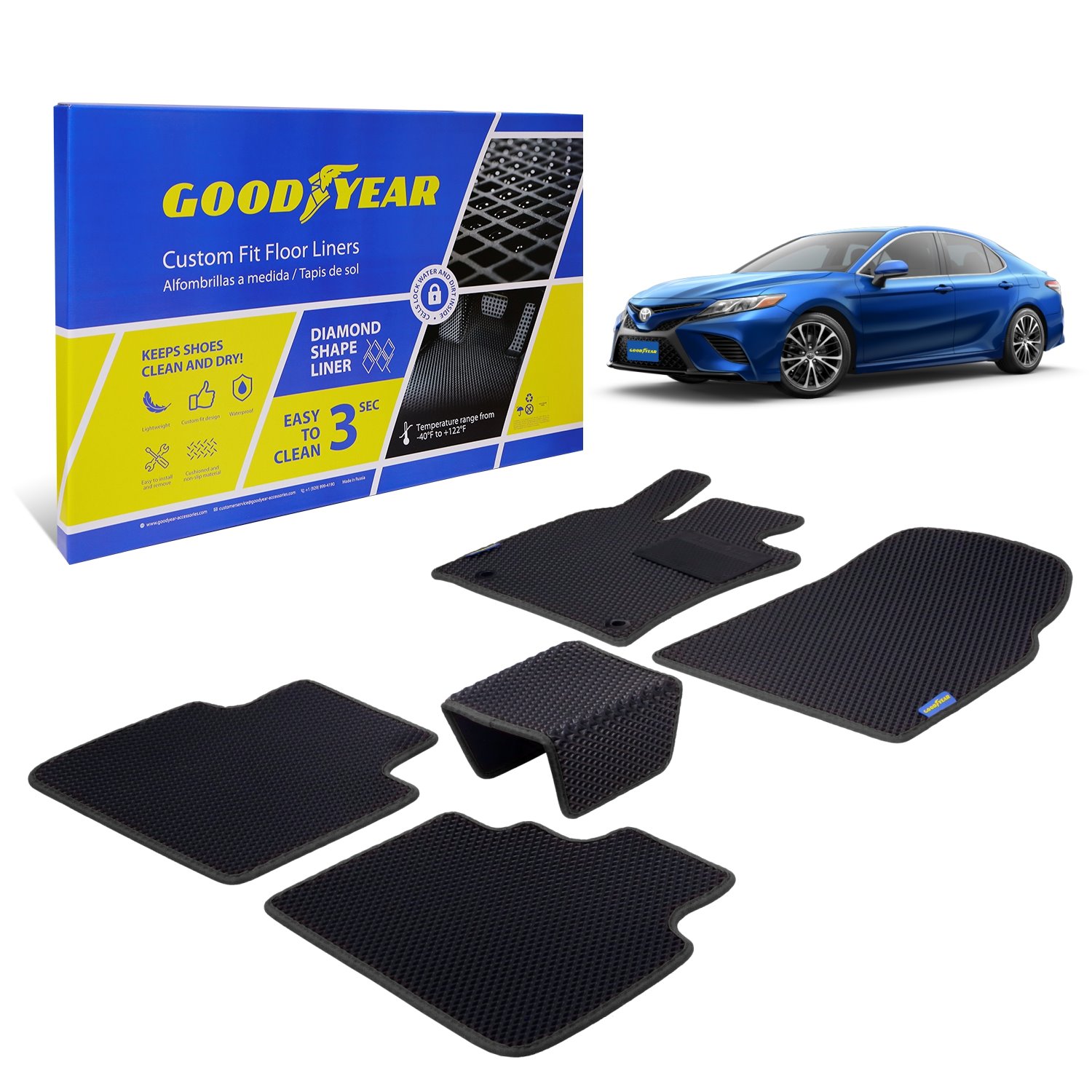 Goodyear Custom-Fit Floor Liners Fits Select Toyota Camry