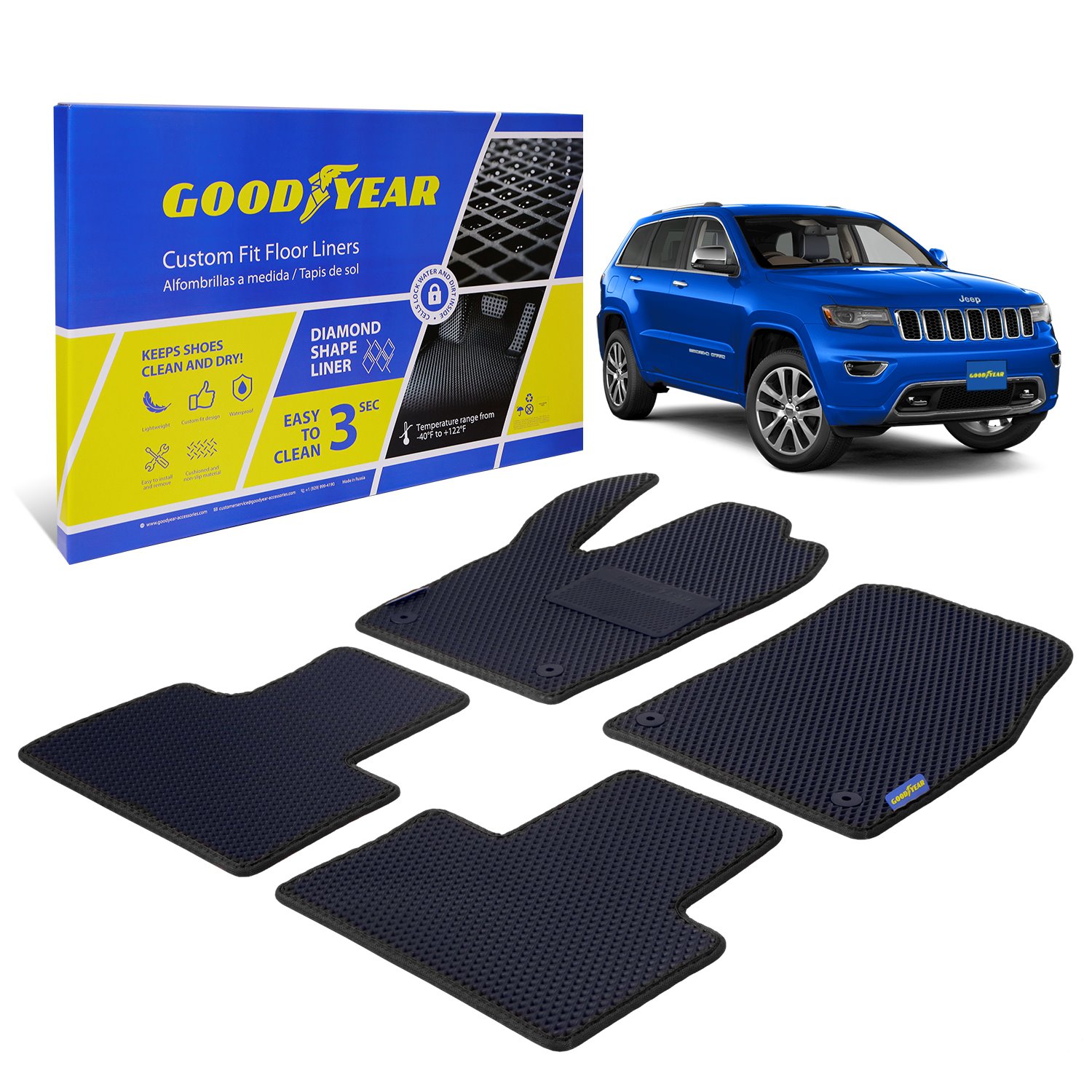 Goodyear Custom-Fit Floor Liners for 2016-2021 Jeep Grand Cherokee