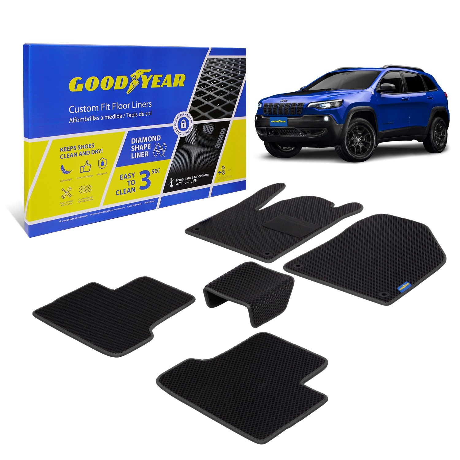 Goodyear Custom-Fit Floor Liners Fits Select Jeep Cherokee
