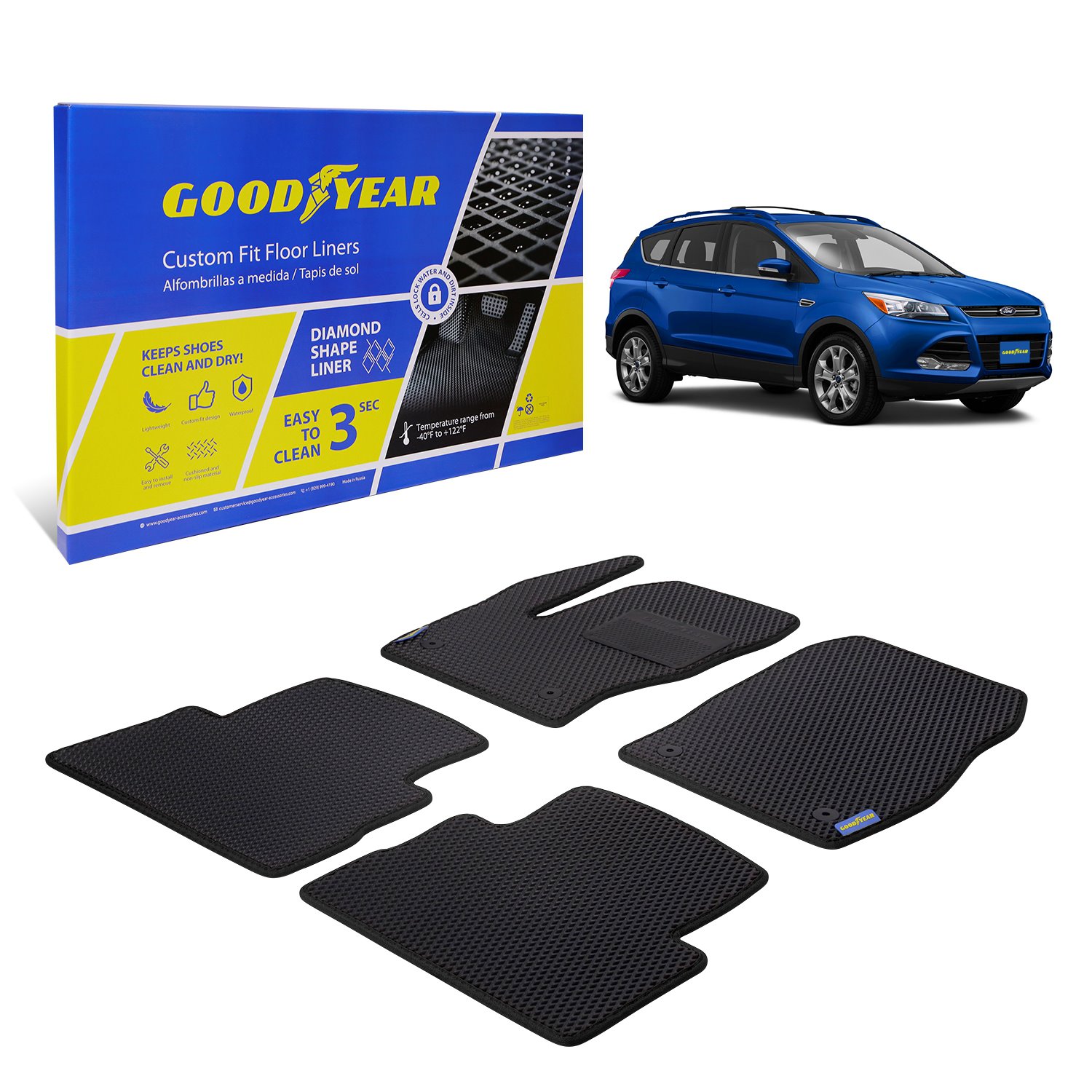 Goodyear Custom-Fit Floor Liners for 2013-2019 Ford Escape