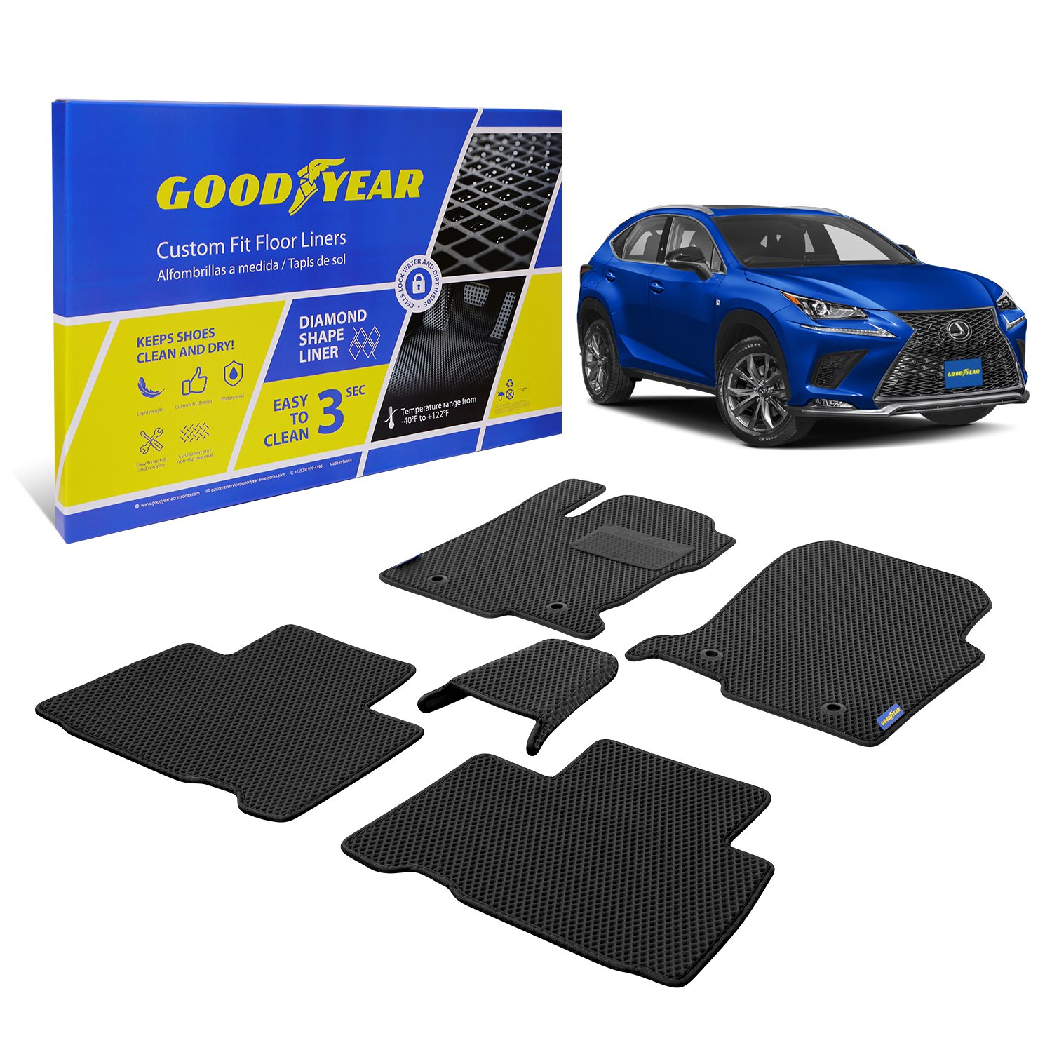 Goodyear Custom-Fit Floor Liners for 2015-2022 Lexus NX