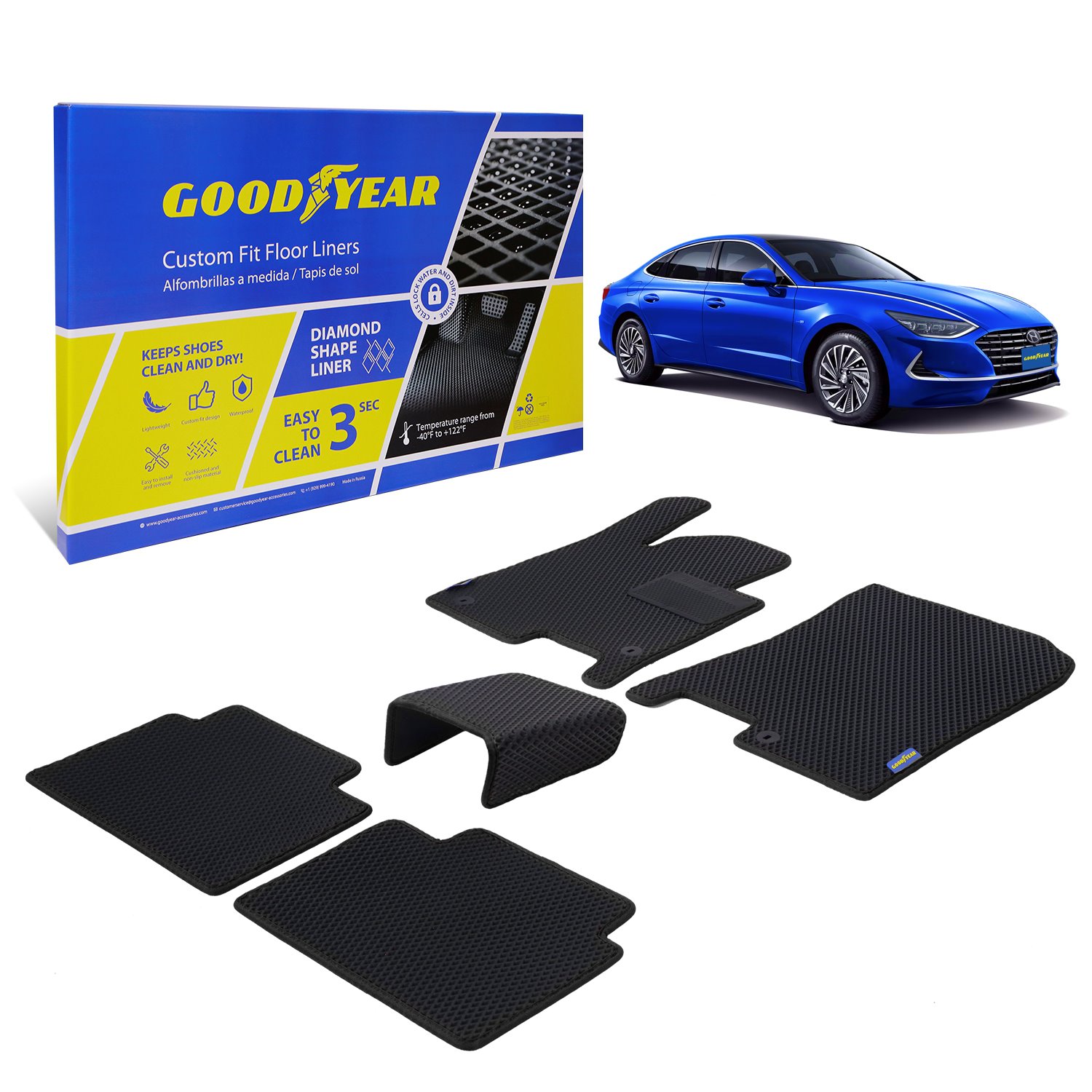Goodyear Custom-Fit Floor Liners Fits Select Hyundai Sonata/Kia