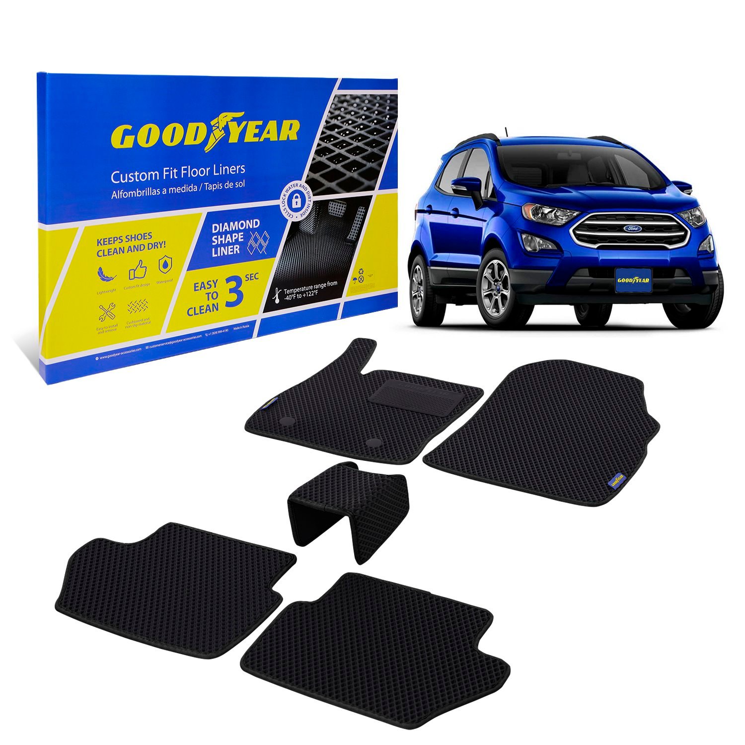 Goodyear Custom-Fit Floor Liners Fits Select Ford EcoSport