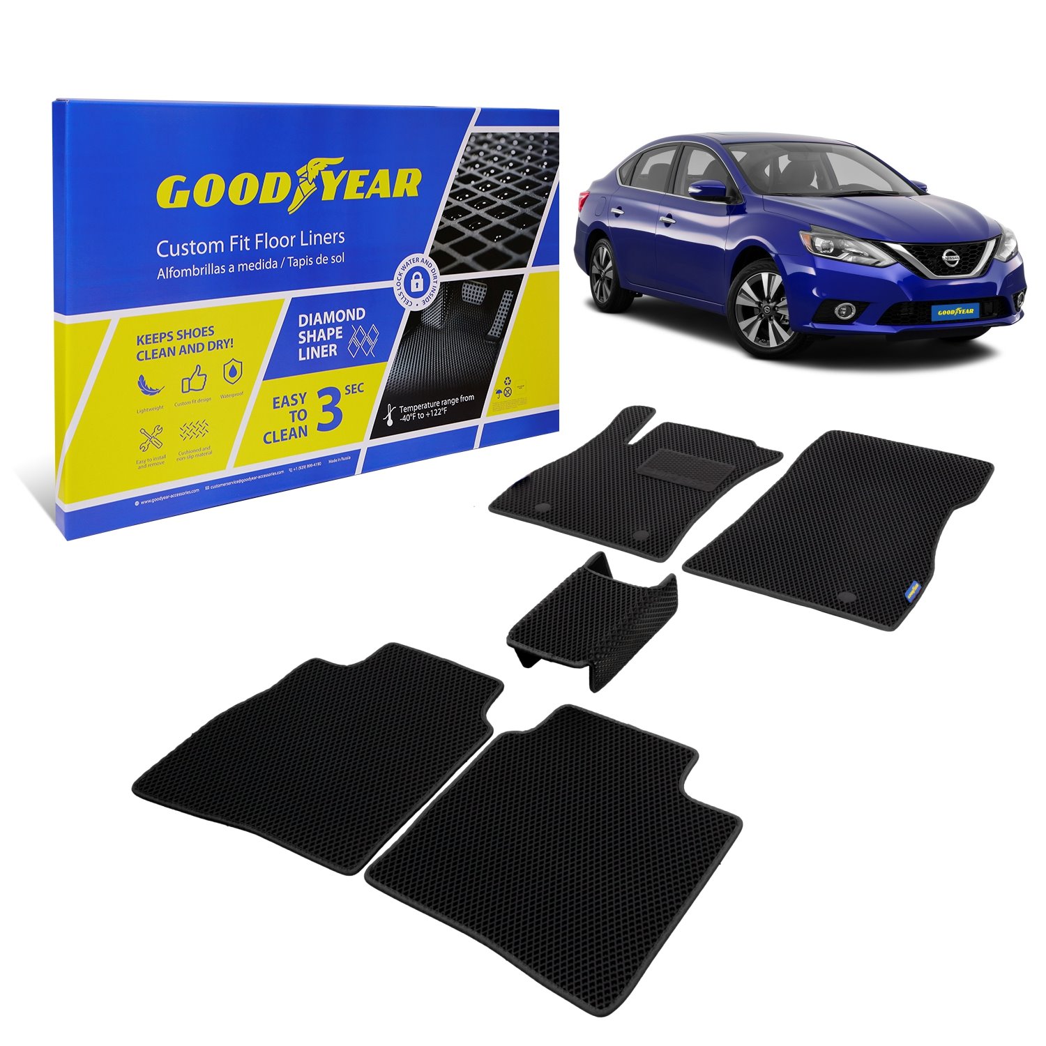 Goodyear Custom-Fit Floor Liners for 2013-2019 Nissan Sentra